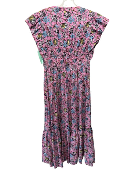 Derek Lam 10 Crosby Size 4 Pink, Blue, Yellow Cotton Ruffle Cap Sleeve Dress Pink, Blue, Yellow / 4