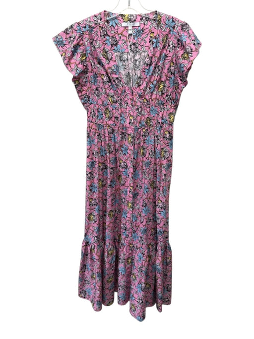 Derek Lam 10 Crosby Size 4 Pink, Blue, Yellow Cotton Ruffle Cap Sleeve Dress Pink, Blue, Yellow / 4