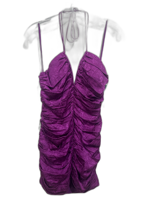 Ronny Kobo Size M Purple Silk & Viscose Strapless Swirl pattern Mini Dress Purple / M