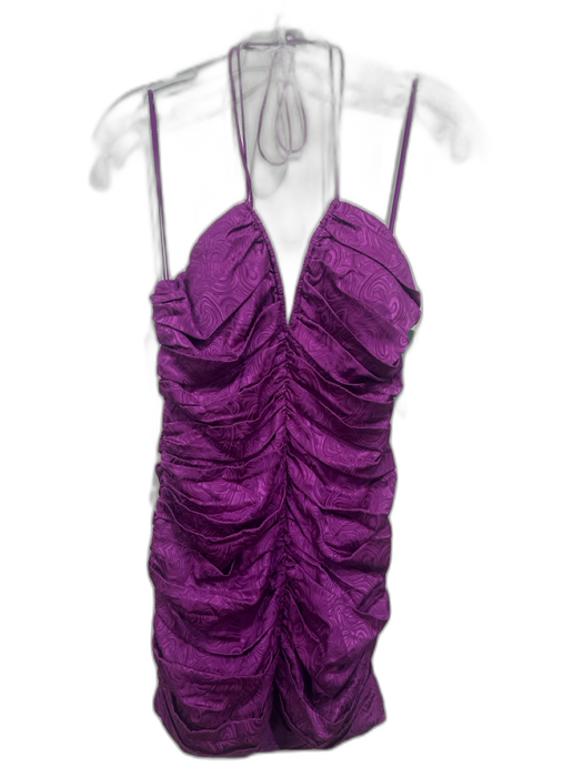Ronny Kobo Size M Purple Silk & Viscose Strapless Swirl pattern Mini Dress Purple / M