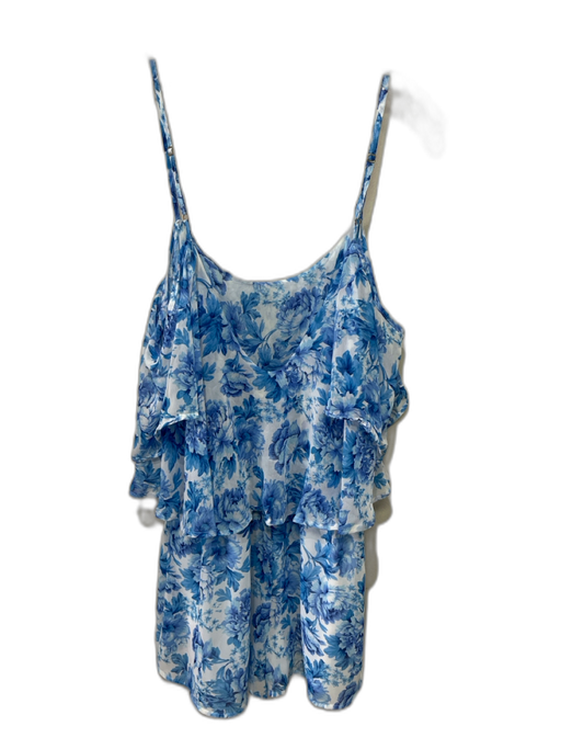Show Me Your Mumu Size L Blue & White Polyester Cold Shoulder Pop Over Romper Blue & White / L