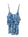 Show Me Your Mumu Size L Blue & White Polyester Cold Shoulder Pop Over Romper Blue & White / L
