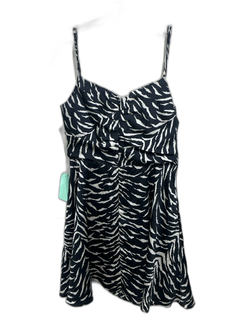 Autumn Adeigbo Size 10 Black & White Polyester Sleeveless Animal Print Dress Black & White / 10