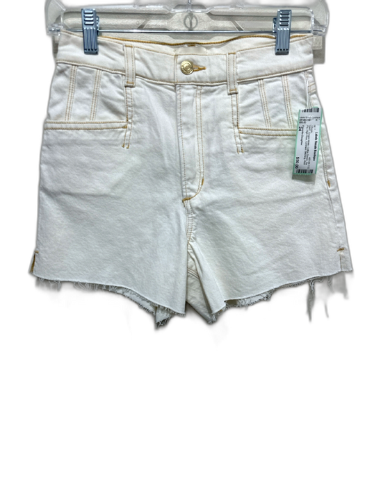 Favorite Daughter Size 24 Cream White Cotton Denim Zip Fly High Rise Shorts Cream White / 24