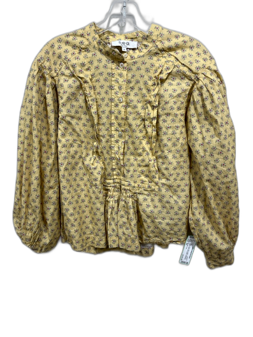 Sea New York Size XS Yellow, Green, Red Cotton Long puff sleeve Floral Print Top Yellow, Green, Red / XS