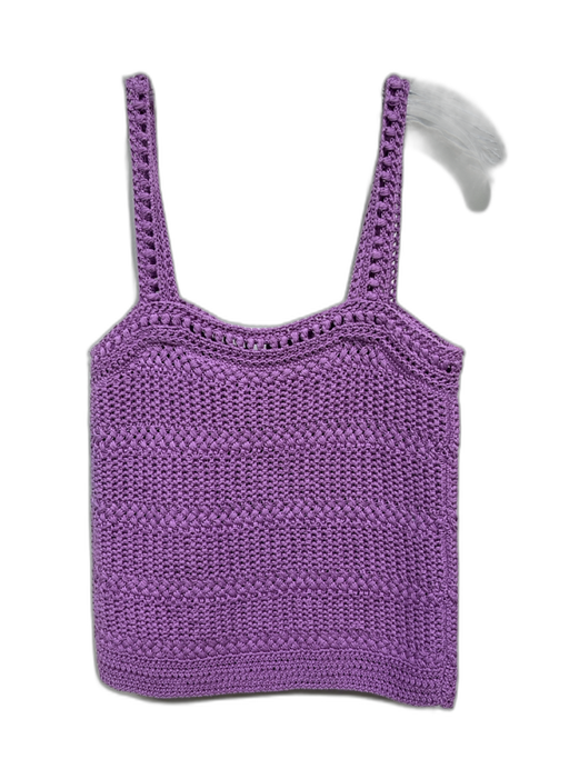 Vince Size S Purple Cotton Sleeveless Knit Square Neck Top Purple / S
