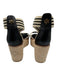 Tory Burch Shoe Size 9 White & Black Canvas Criss Cross Stripe Espadrille Wedges White & Black / 9