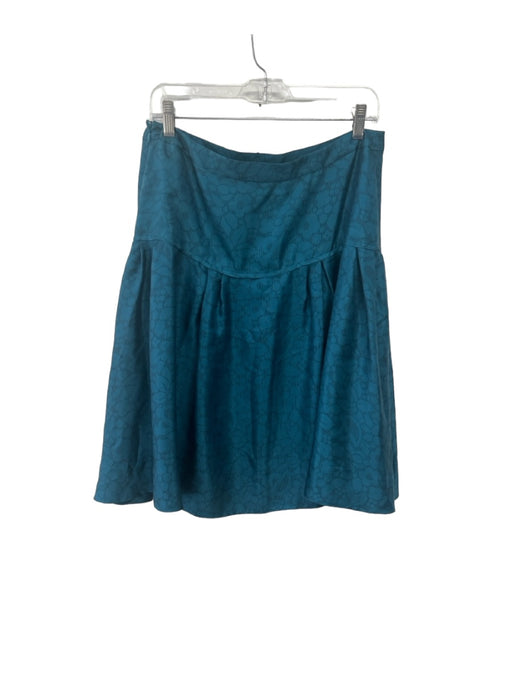Marc Jacobs Size 8 Teal Blue Silk Floral Side Zip Knee Length Skirt Teal Blue / 8