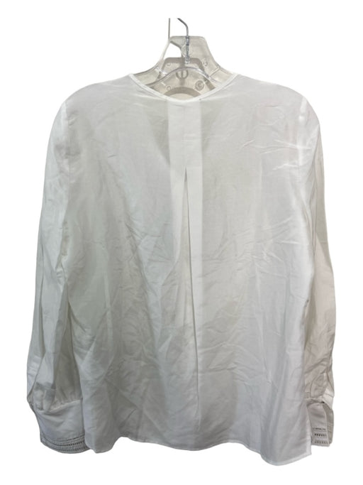 Kobi Halperin Size S White Silk & Cotton Semi-Sheer Tie V Neck Long Sleeve Top White / S