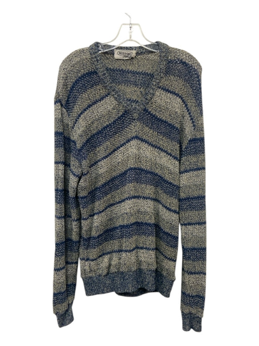 Missoni Size Est S/M Beige & Blue Cotton Blend Long Sleeve Striped Sweater Beige & Blue / Est S/M