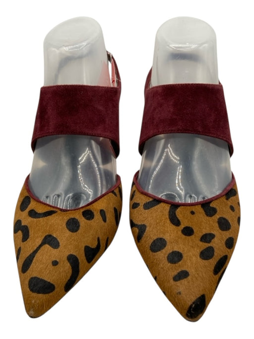 Brian Atwood Shoe Size 8.5 Brown, Black, Purple Suede Cow Hair Slingback Mules Brown, Black, Purple / 8.5