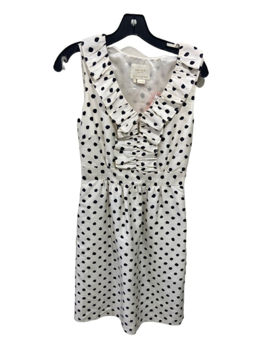 Kate Spade Size 0 White & Black Silk Polka Dots Tank Ruffle collar Dress White & Black / 0