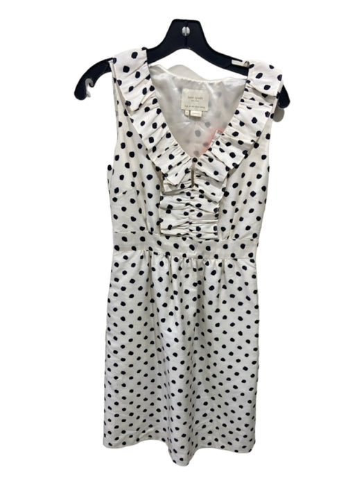 Kate Spade Size 0 White & Black Silk Polka Dots Tank Ruffle collar Dress Kate Spade Size 0 White & Black Silk Polka Dots Tank Ruffle collar Dress