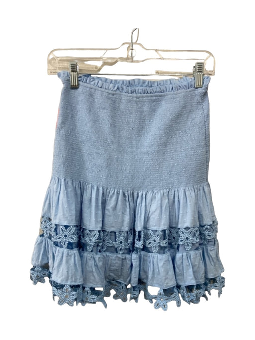 Fabrik Size Small Light Blue Cotton Smocked Crochet Lace Swiss Dot Skirt Light Blue / Small