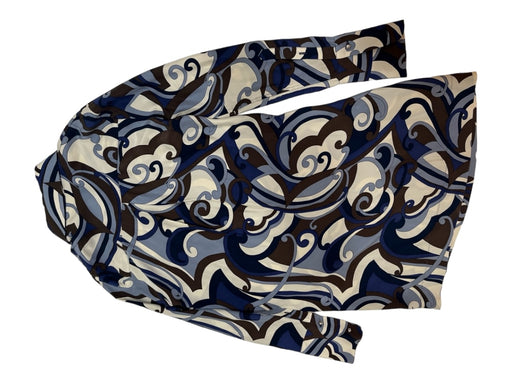 Nili Lotan Size Small Blue, Brown & Beige Silk Long Sleeve Paisley Print Dress Blue, Brown & Beige / Small