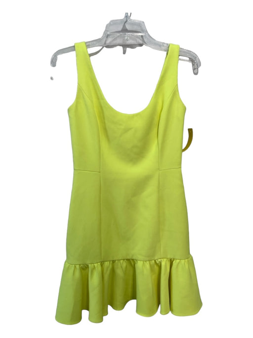 Milly Size 2 Yellow Polyester Tank Scoop Neck Drop Waist Ruffle Hem Dress Yellow / 2