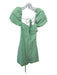 Zara Size Medium Green & White Cotton Gingham Short Puff Sleeve Dress Green & White / Medium