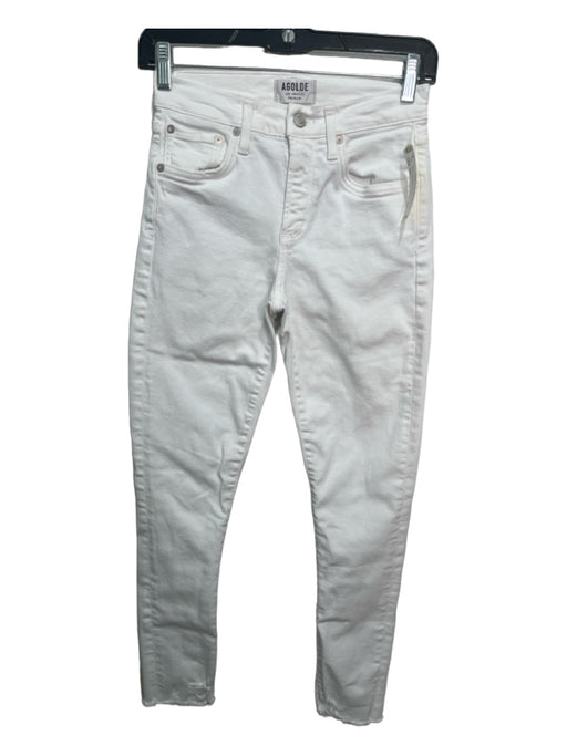 Agolde Size 24 White High Rise Skinny Frayed Hem Jeans White / 24
