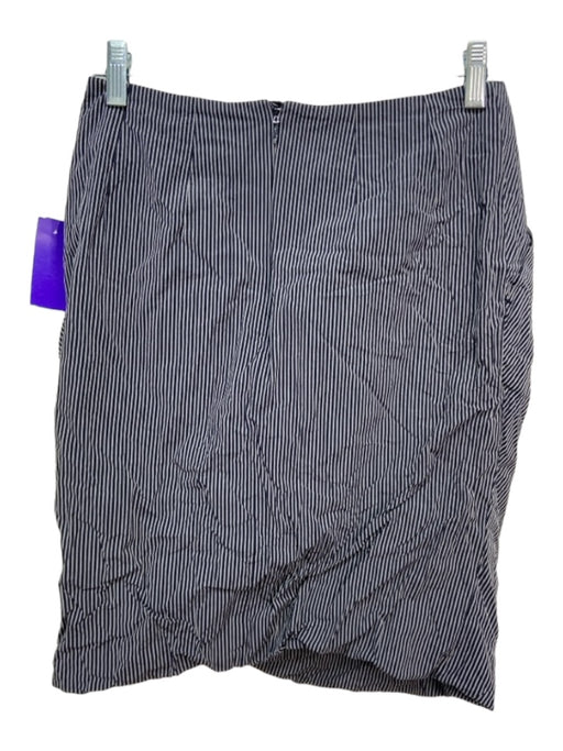 Pauw Size 1 Navy Blue & Gray Cotton Striped Asymetric Pockets Bubble Hem Skirt Navy Blue & Gray / 1