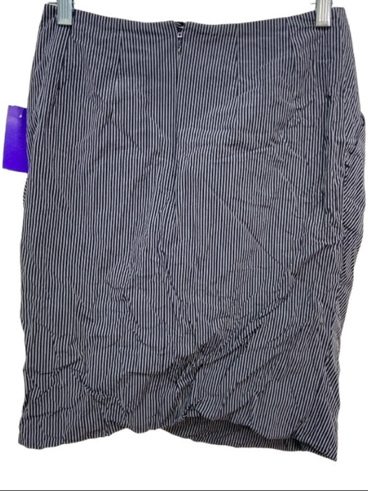 Pauw Size 1 Navy Blue & Gray Cotton Striped Asymetric Pockets Bubble Hem Skirt Navy Blue & Gray / 1