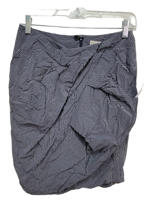 Pauw Size 1 Navy Blue & Gray Cotton Striped Asymetric Pockets Bubble Hem Skirt Navy Blue & Gray / 1