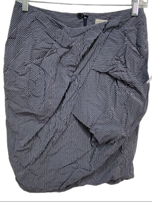 Pauw Size 1 Navy Blue & Gray Cotton Striped Asymetric Pockets Bubble Hem Skirt Navy Blue & Gray / 1