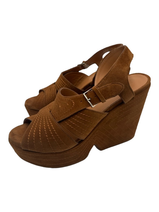 Clergerie Shoe Size 38.5 Brown Suede Platform Ankle Strap Sandals Brown / 38.5