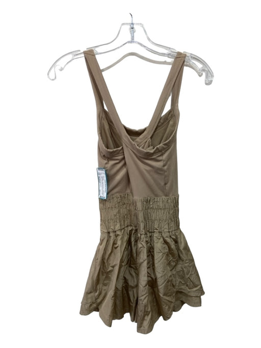 Free People Movement Size Medium Tan Brown Polyester Blend Fabric Block Romper Tan Brown / Medium