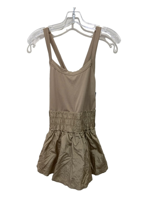 Free People Movement Size Medium Tan Brown Polyester Blend Fabric Block Romper Tan Brown / Medium