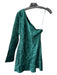 Third Form Size 4 Emerald Green Acetate Crinkle One Shoulder Long Sleeve Dress Emerald Green / 4