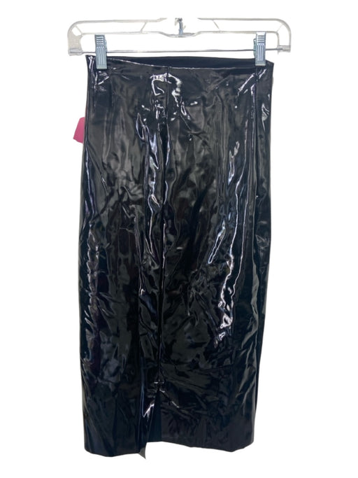 Commando Size S Black Polyurethane Blend Patent High Waist Below the Knee Skirt Black / S