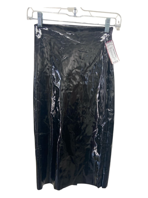 Commando Size S Black Polyurethane Blend Patent High Waist Below the Knee Skirt Black / S