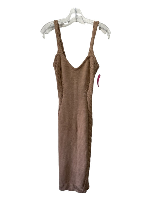 J Lux Label Size S light brown Acrylic Blend Knit Sleeveless Midi Dress light brown / S