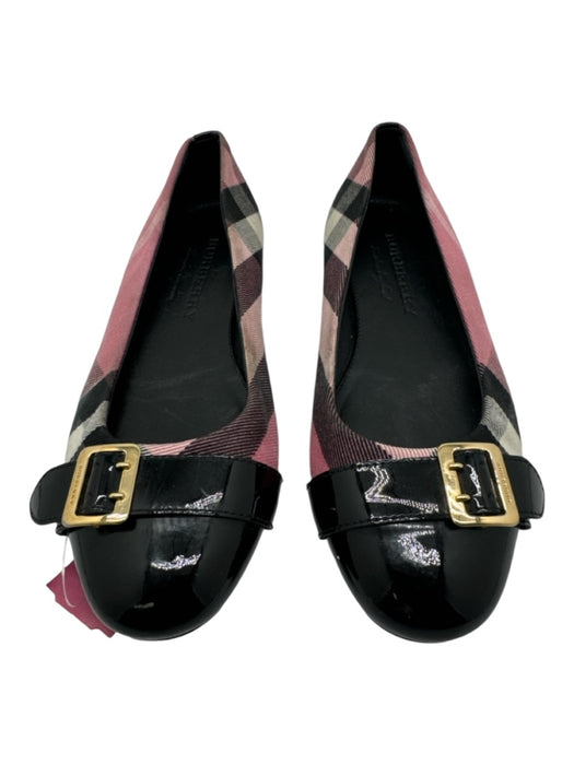 Burberry Shoe Size 36 Pink & Black Canvas Novacheck Buckle GHW ballet Flats Pink & Black / 36