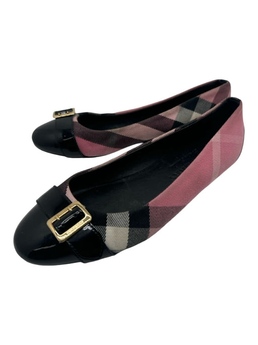 Burberry Shoe Size 36 Pink & Black Canvas Novacheck Buckle GHW ballet Flats Pink & Black / 36