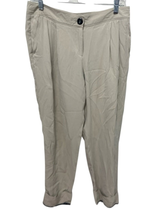 Burberry London Size 8 Beige Silk Mid Rise Pockets Straight Crop Pants Beige / 8