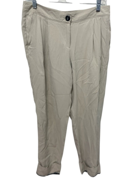 Burberry London Size 8 Beige Silk Mid Rise Pockets Straight Crop Pants Beige / 8