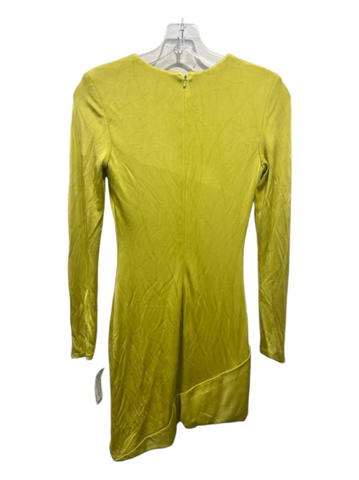 Cushnie et Ochs Size 4 Yellow Viscose Long Sleeve Scoop Neck Back Zip Dress Yellow / 4