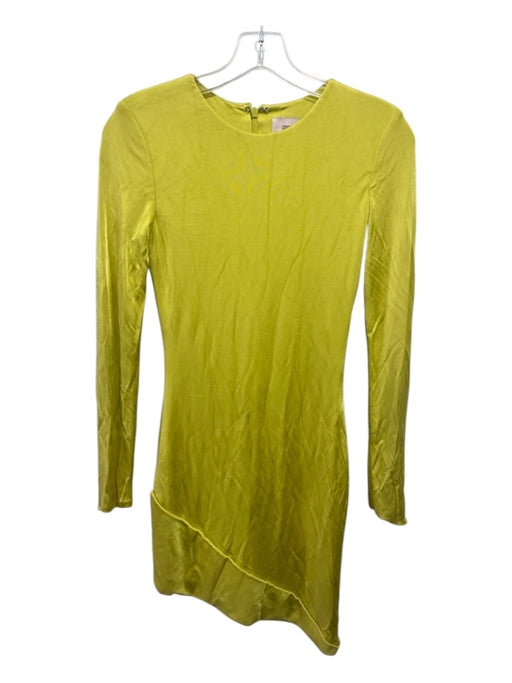 Cushnie et Ochs Size 4 Yellow Viscose Long Sleeve Scoop Neck Back Zip Dress Yellow / 4