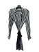 Equipment Size S/P Black & White Silk Long Sleeve Vertical Stripes Sash Dress Black & White / S/P