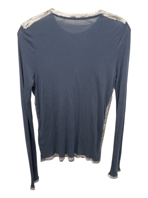 Zadig & Voltaire Size S Blue & Silver Modal Metallic Knit Long Sleeve Top Blue & Silver / S