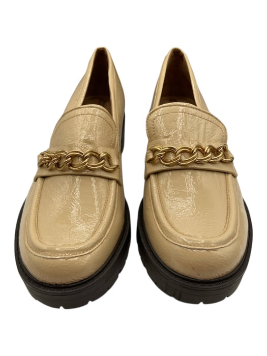 Sam Edelman Shoe Size 9.5 Beige & Black Leather Patent Platform Lug Sole Loafers Beige & Black / 9.5