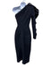 Greta Constantine Size XS Black Silk & Wool One Shoulder Ruffle Hem Midi Dress Black / XS