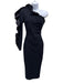 Greta Constantine Size XS Black Silk & Wool One Shoulder Ruffle Hem Midi Dress Black / XS