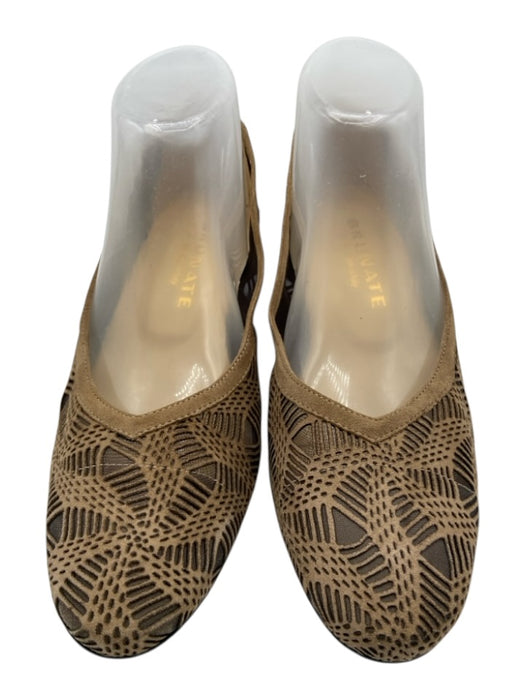 Brunate Shoe Size 39 Taupe Brown Suede Block Heel Laser Cut Overlay Pumps Taupe Brown / 39