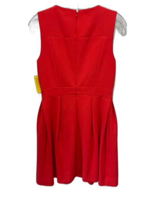 Shoshanna Size 8 Red Orange Polyester Blend Sleeveless Paneled Pleated Dress Red Orange / 8