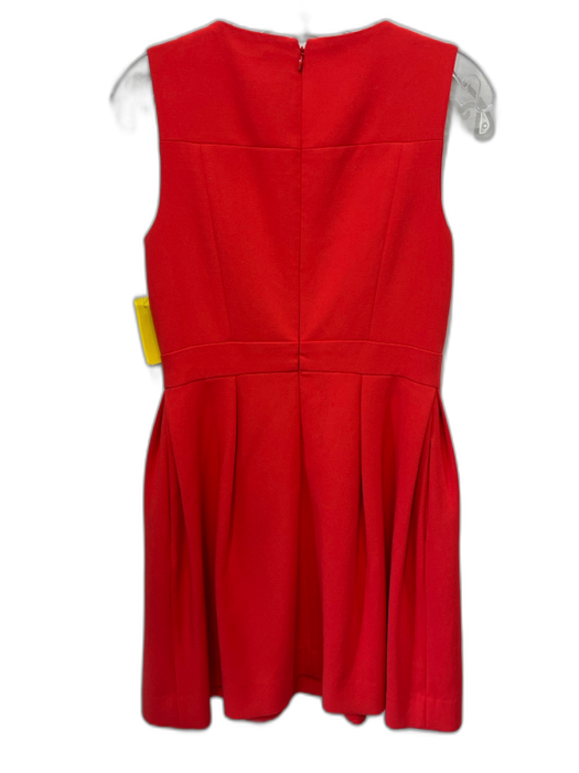 Shoshanna Size 8 Red Orange Polyester Blend Sleeveless Paneled Pleated Dress Red Orange / 8