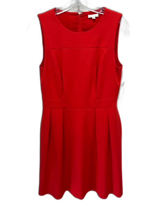 Shoshanna Size 8 Red Orange Polyester Blend Sleeveless Paneled Pleated Dress Red Orange / 8