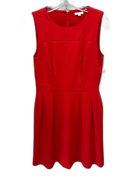 Shoshanna Size 8 Red Orange Polyester Blend Sleeveless Paneled Pleated Dress Red Orange / 8
