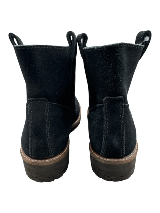 ecco Shoe Size 40 Black Leather Upper Suede Pull Tab Slip On Ankle Boots Black / 40